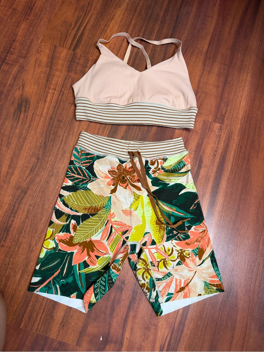 Women’s Tropical Floral High-Waist Bike Shorts - Pink Accents